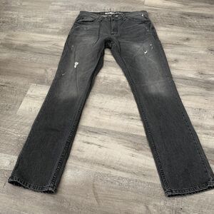 Free World Mens Messenger Skinny Jeans Size 34 Black Gray Denim Distressed
